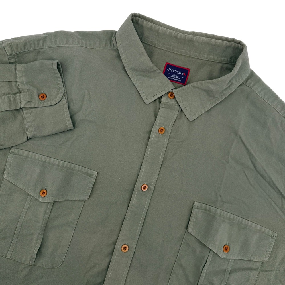 UNTUCKit‎ Khaki Green Men's Long Sleeve Button Up Shirt XXXL